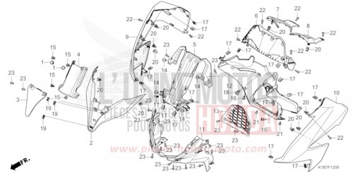 GAINE DE PROTECTION AVANT/TABLEAU DES COMPTEURS NSS350AN de 2022